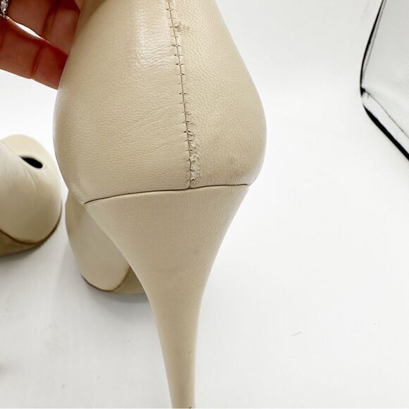 Sergio Rossi Hidden Platform Cream Leather Stiletto Pumps Sz EUR 38.5 US 8 - Picture 11 of 16